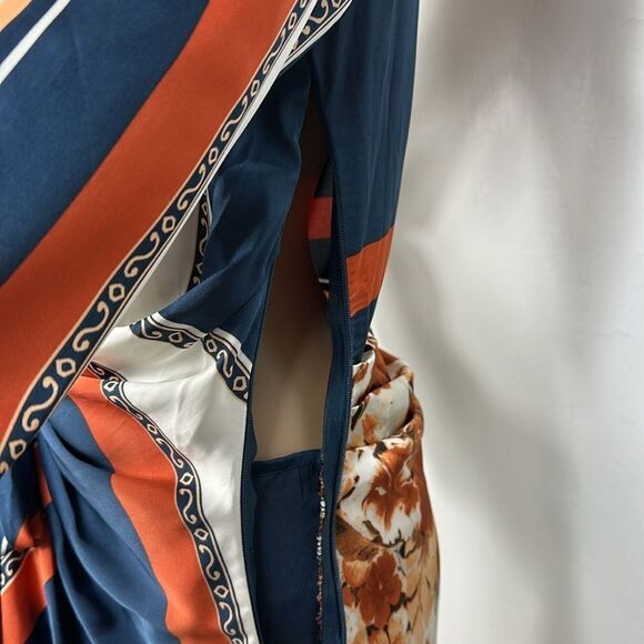 AKIRA Long Sleeves Collared Satin Tie Front Mini Tunic Dress Size S - Picture 7 of 13